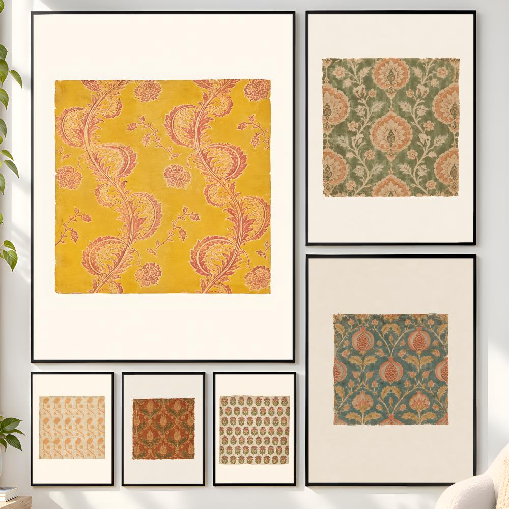 Vintage Collectible Posters - Vintage Botanische Bloemige Textielcollectie Poster Matte