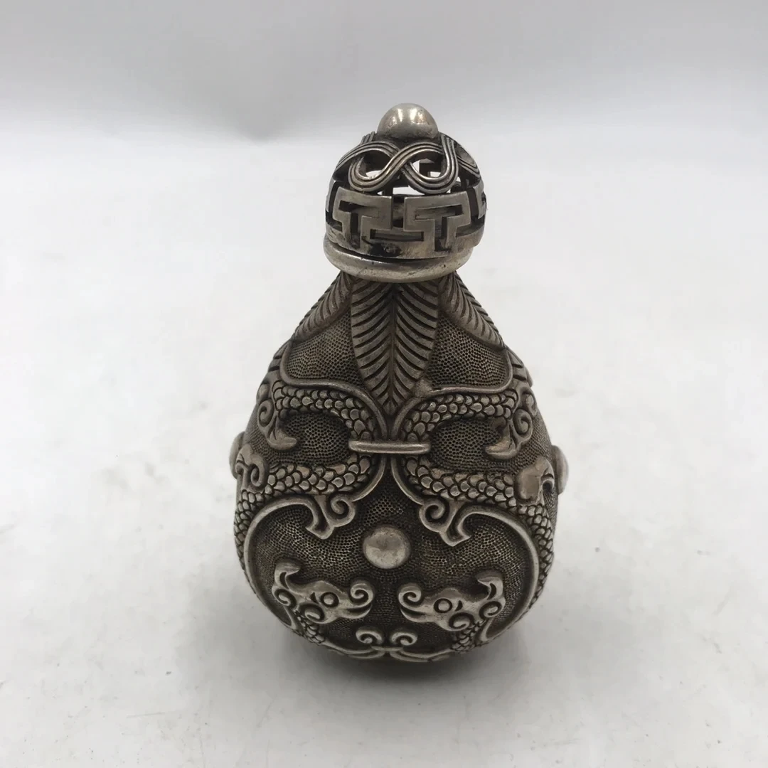 Vintage Collectible Bottles - Chinese witte bronzen snuiffles dubbelzijdig gegraveerd
