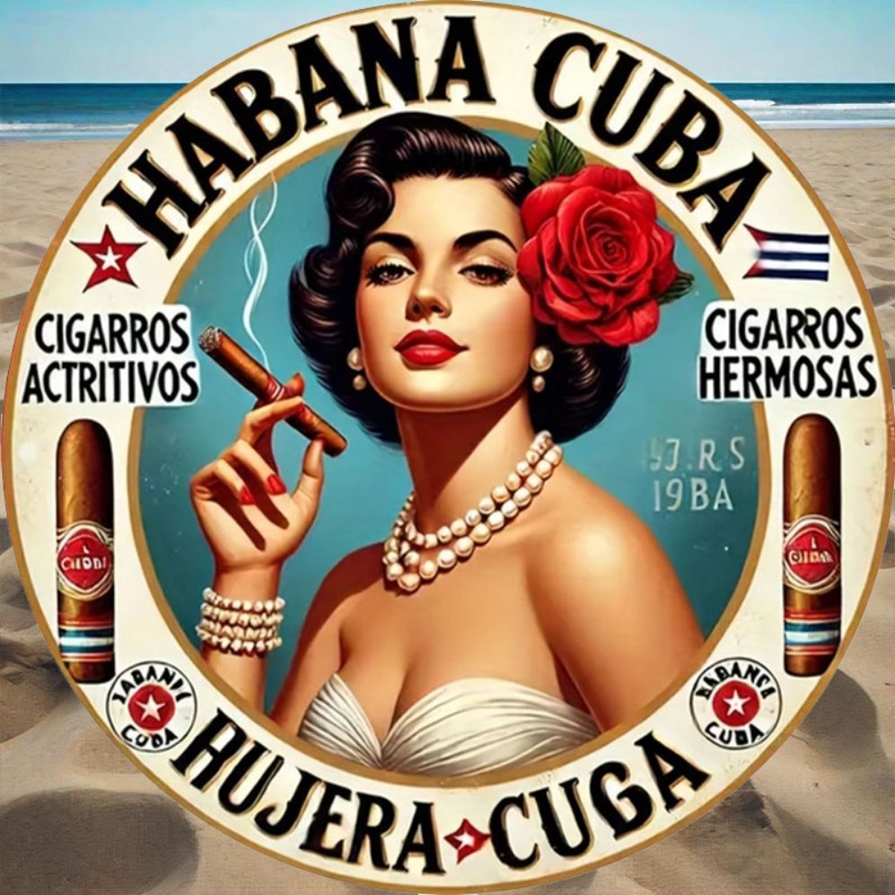 Vintage Collectible Plates - Vintage Havana Style Cigar Girl rond