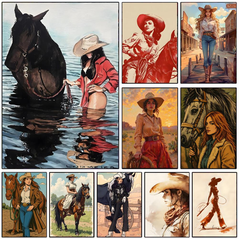Vintage poster met een cowgirl - Vintage Collectible Posters recensie en prijs