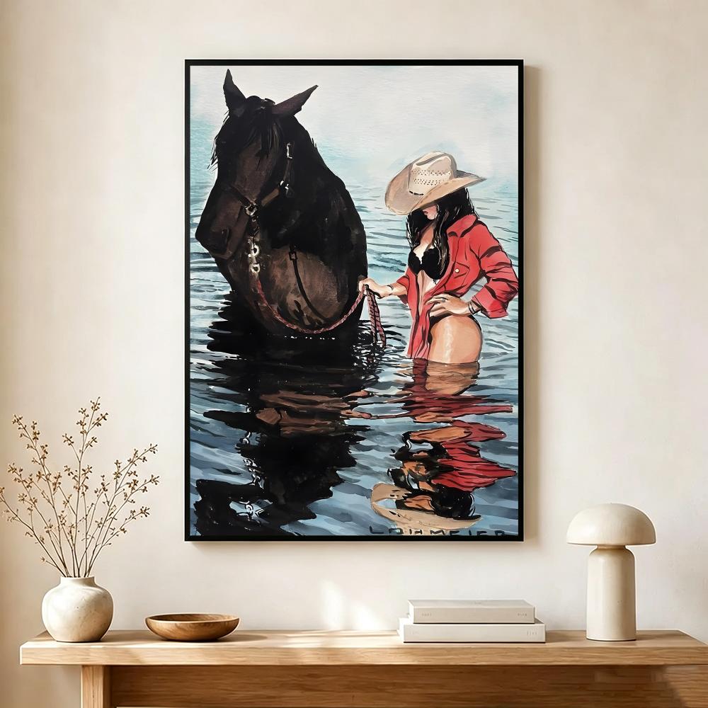 Vintage poster met een cowgirl - Vintage Collectible Posters recensie en prijs